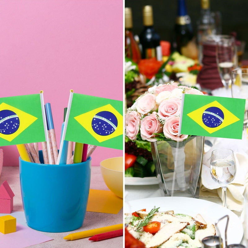 mflagperft Brazil Flag Brazilian Flag, Small Mini Handheld Brazil Flags on Stick, Ideal for Party Parades Sports Events Patriotic Festival Decorations - Image 5